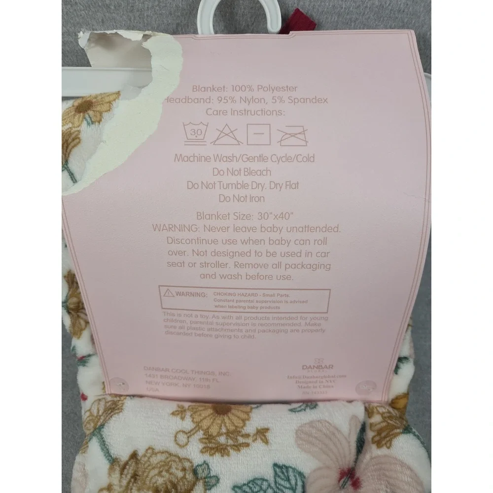 Ava Olivia BABY Chic Rose Plush Blanket Set & 3 Matching Head Wraps Gift NEW
